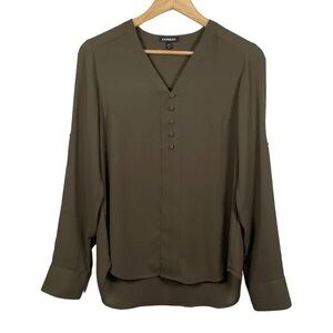 Cyrus Khaki Women's Button-Down Blouse